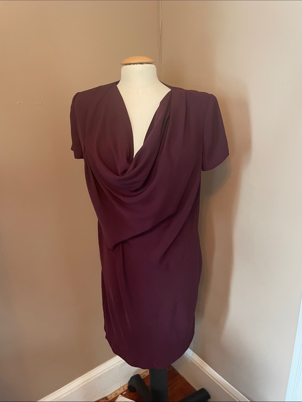 Diane Von Furstenberg Plum Draped Cowl Neck Midi Dress